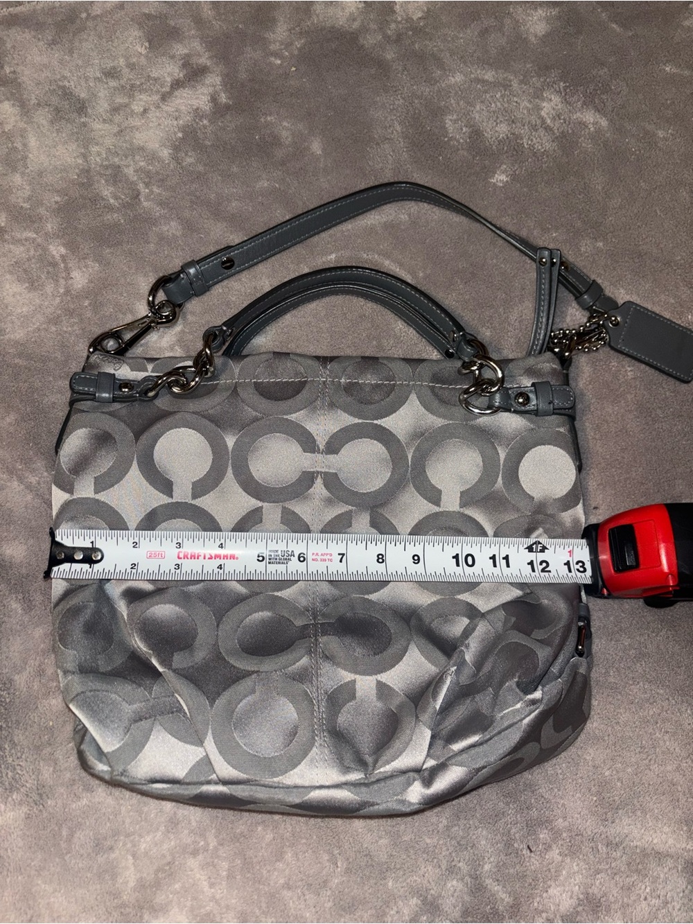 Gray Signature Pattern Shoulder Bag - Picture 8 of 9